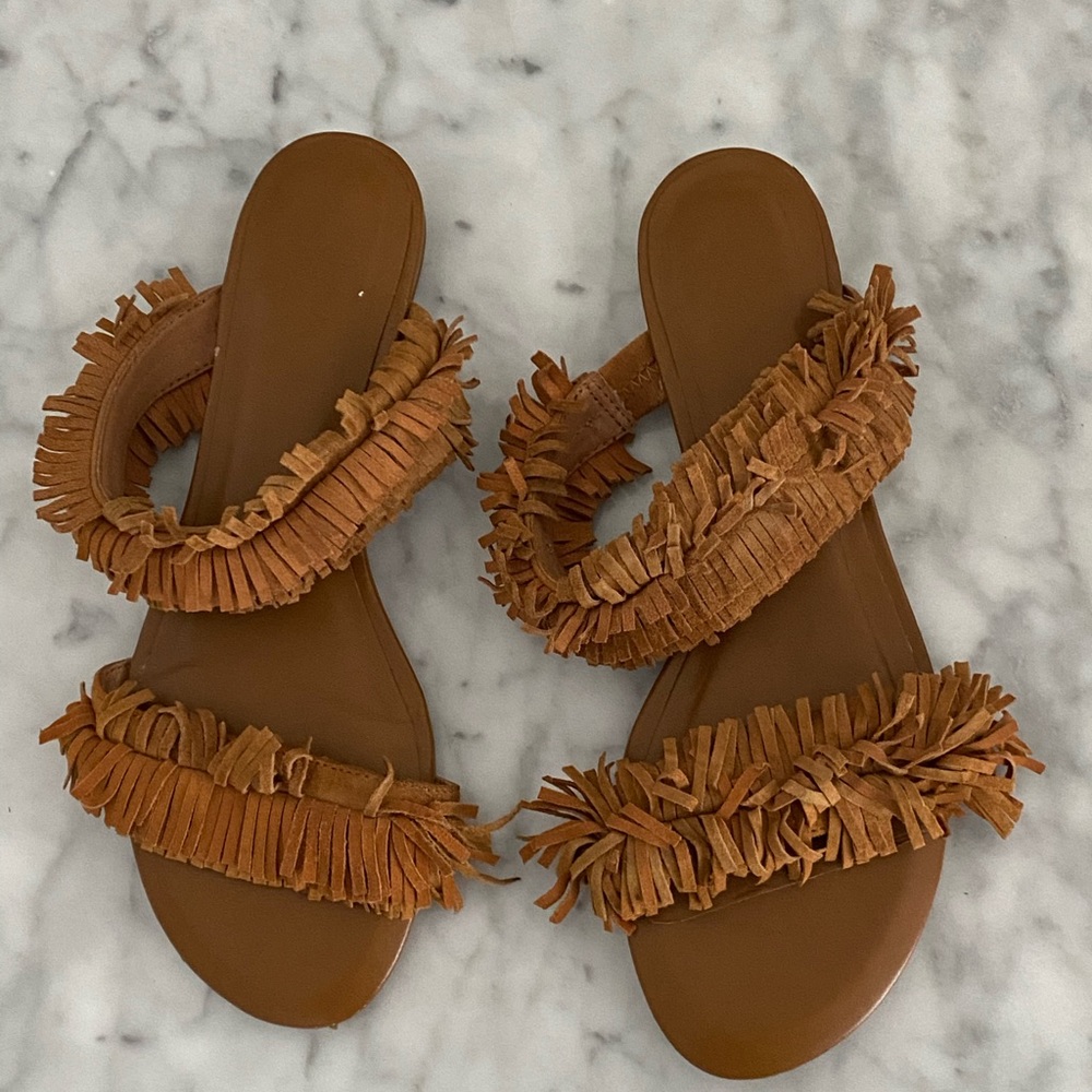 Joie Fringe Slide Sandal 6.5